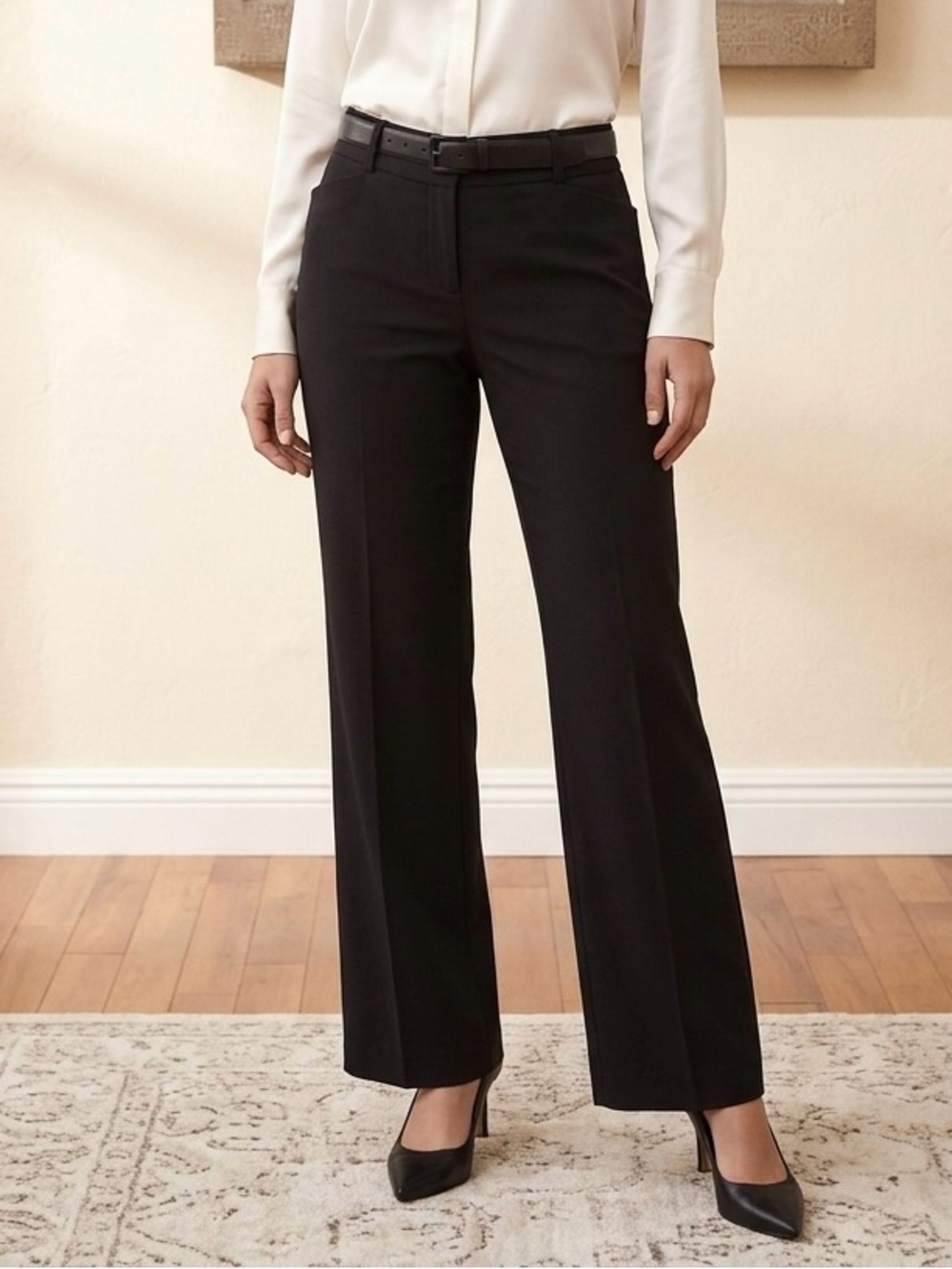 LOFT Women's Black Wide Leg Dress Pants
